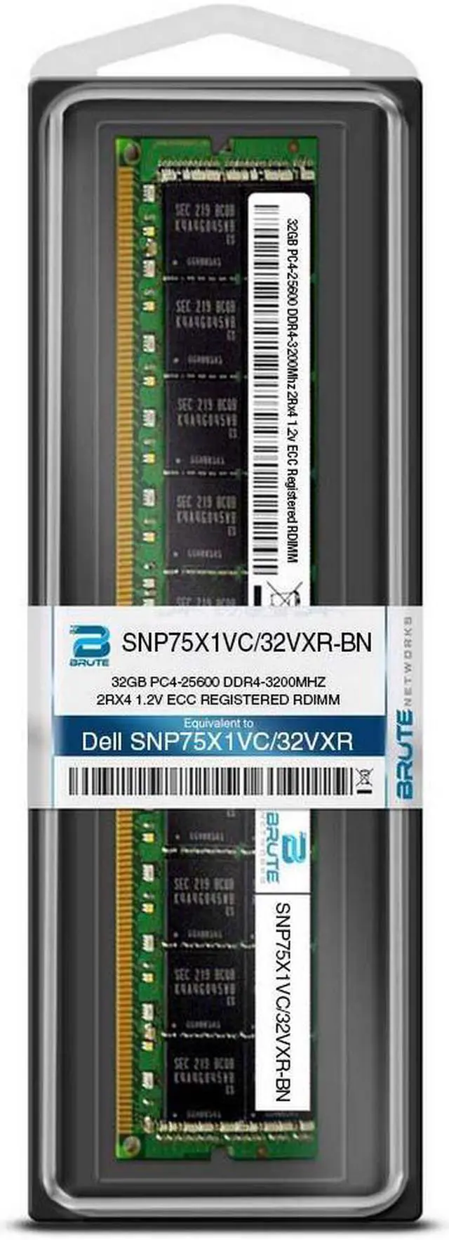 [SNP75X1VC/32VXR] Dell Compatible 32GB PC4-25600 DDR4-3200Mhz 2Rx4 1.2v ECC Registered RDIMM
