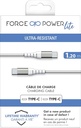BIGBEN Force Power Lite - Reinforced USB C/USB C Cable 1.2m 3A Lifetime Warranty White - 100% Recycled Plastic