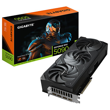 [GV-N5090AORUS M-32GD] Nvidia GeForce - RTX5090 - 32Go GDDR7 - 1 x HDMI - 3 x DisplayPort - PCI Express 5.0 - LCD EDGE VIEW - Halo RGB