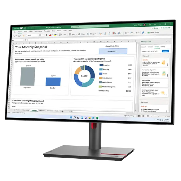 [63A1ZAT1EU] Lenovo ThinkVision P27h-30 / Écran 27" QHD 2560x1440 / WLED IPS / 60Hz, 4ms/  USB-C, DisplayPort, HDMI / Hub USB, RJ45 / Support VESA + Tiny Série M / Inclinaison, Hauteur, Pivot, Rotation / Garantie 3 Ans Constructeur