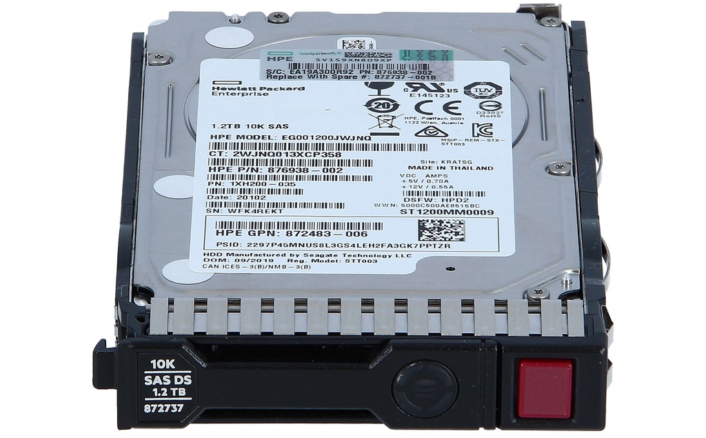 Disque dur HPE - SAS 12Gb/s - 1.2 To - 10000 tours/min - 2.5" SFF