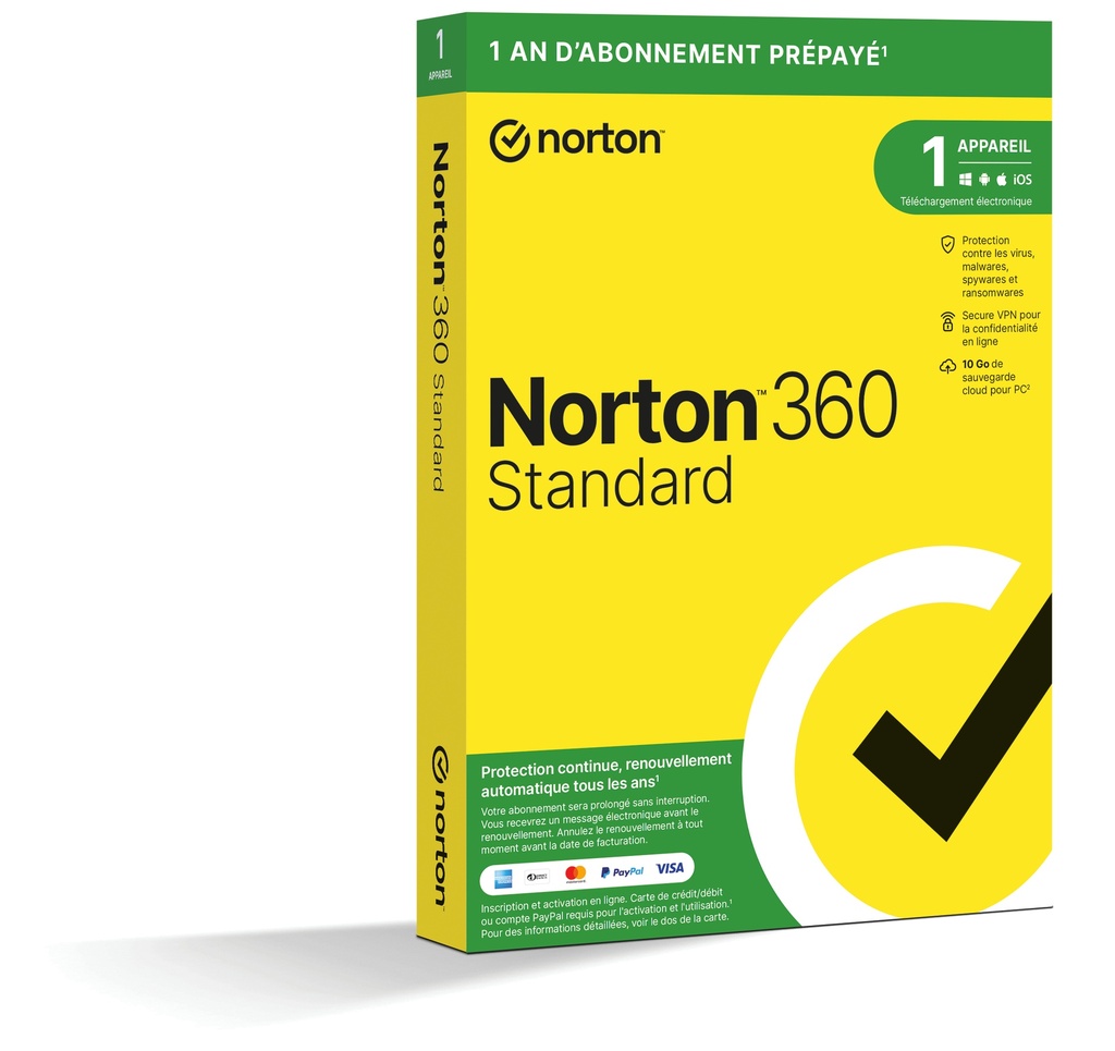 [21453705] NORTON 360 STANDARD ND 10GB SE 1 USER 1 DEVICE ENR 12MO KOD ESD AVEC SOUSCRIPTION