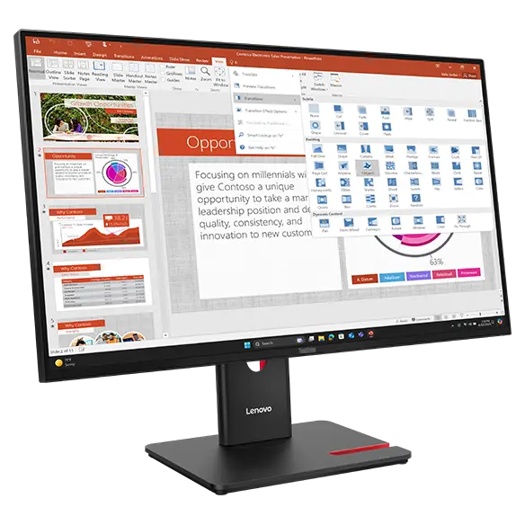 [64A5MAT6EU] Lenovo ThinkVision T27-40 / 27" FHD 1920*1080 / WLED IPS / 120Hz 4ms / HDMI, DisplayPort, VGA / HUB-USB /  Inclinaison, Rotation, Pivot, Hauteur / Support VESA / Garantie 3 Ans Constructeur