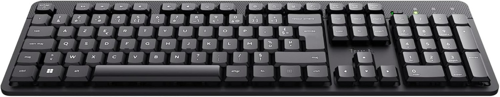 [25016] Trust ODY II Clavier sans Fil Silencieux AZERTY Français, Touches Plates Flottantes, Résistant aux Éclaboussures